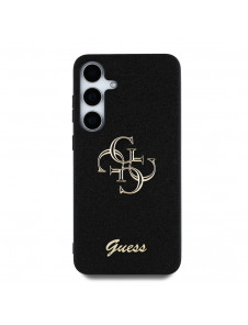 Guess PU Fixed Glitter 4G metalllogofodral för Samsung Galaxy S25+ Svart