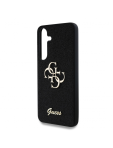 Guess PU Fixed Glitter 4G metalllogofodral för Samsung Galaxy S25+ Svart