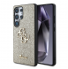 Guess PU Fixed Glitter 4G metalllogofodral för Samsung Galaxy S25 Ultra Gold