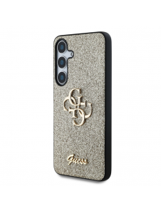 Guess PU Fixed Glitter 4G metalllogofodral till Samsung Galaxy S25 Gold