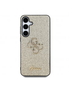 Guess PU Fixed Glitter 4G metalllogofodral till Samsung Galaxy S25 Gold