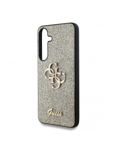 Guess PU Fixed Glitter 4G metalllogofodral till Samsung Galaxy S25 Gold