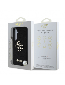 Guess PU Fixed Glitter 4G metalllogofodral till Samsung Galaxy S25 Svart