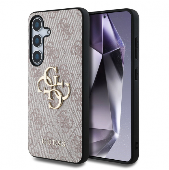 Guess PU 4G metalllogofodral för Samsung Galaxy S25+ Rosa