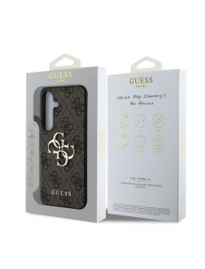 Guess PU 4G metalllogofodral för Samsung Galaxy S25+ Brun