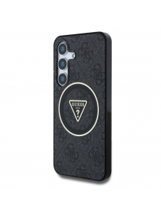 Guess IML 4G Glitter och Triangle Logo MagSafe Fodral för Samsung Galaxy S25+ Svart