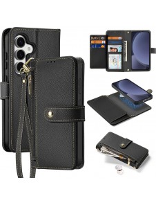 Dux Ducis Lawa Läderfodral för Samsung Galaxy S25+ med avtagbar magnetisk plånbok - Svart