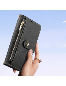 Dux Ducis Lawa Läderfodral för Samsung Galaxy S25+ med avtagbar magnetisk plånbok - Svart