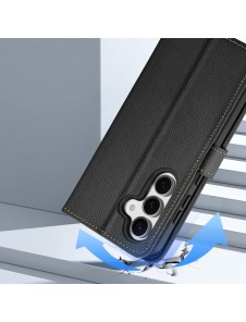 Dux Ducis Lawa Läderfodral för Samsung Galaxy S25+ med avtagbar magnetisk plånbok - Svart