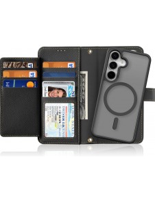 Dux Ducis Lawa Läderfodral för Samsung Galaxy S25+ med avtagbar magnetisk plånbok - Svart