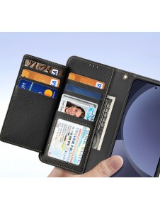 Dux Ducis Lawa Läderfodral för Samsung Galaxy S25+ med avtagbar magnetisk plånbok - Svart