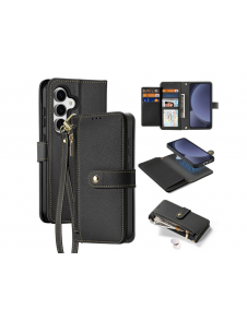 Dux Ducis Lawa Läderfodral till Samsung Galaxy S25 med avtagbar magnetisk plånbok - Svart