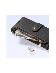 Dux Ducis Lawa Läderfodral till Samsung Galaxy S25 med avtagbar magnetisk plånbok - Svart
