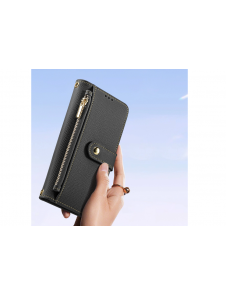 Dux Ducis Lawa Läderfodral till Samsung Galaxy S25 med avtagbar magnetisk plånbok - Svart