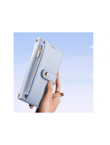 Dux Ducis Lawa Läderfodral till Samsung Galaxy S25 med avtagbar magnetisk plånbok - Blå