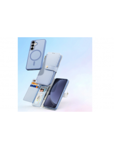 Dux Ducis Lawa Läderfodral till Samsung Galaxy S25 med avtagbar magnetisk plånbok - Blå
