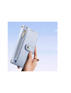Dux Ducis Lawa Läderfodral för Samsung Galaxy S25+ med avtagbar magnetisk plånbok - Blå