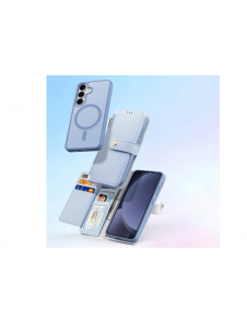 Dux Ducis Lawa Läderfodral för Samsung Galaxy S25+ med avtagbar magnetisk plånbok - Blå