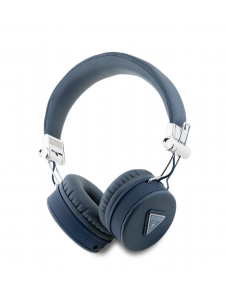 Guess PU Grained Triangle Logo ENC Wireless Headphone Blue