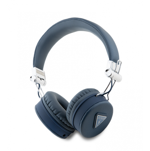Guess PU Grained Triangle Logo ENC Wireless Headphone Blue