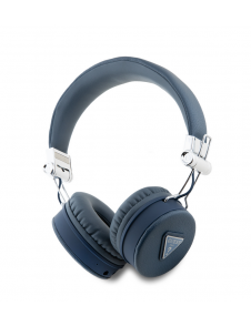 Guess PU Grained Triangle Logo ENC Wireless Headphone Blue