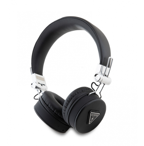 Guess PU Grained Triangle Logo ENC Wireless Headphone Black