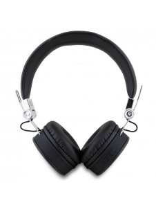 Guess PU Grained Triangle Logo ENC Wireless Headphone Black