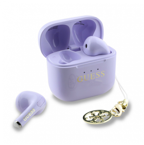 Guess Classic Logo Charm TWS Trådlösa hörlurar Lila