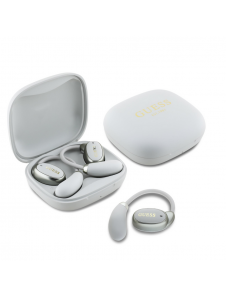 Guess Satin Classic Logo OWS trådlösa hörlurar Vit