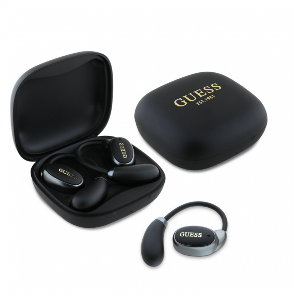 Guess Satin Classic Logo OWS trådlösa hörlurar Svart
