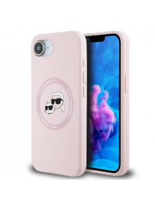 Karl Lagerfeld flytande silikon K&CH Heads MagSafe-fodral till iPhone 16e Rosa