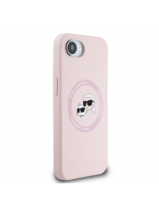 Karl Lagerfeld flytande silikon K&CH Heads MagSafe-fodral till iPhone 16e Rosa