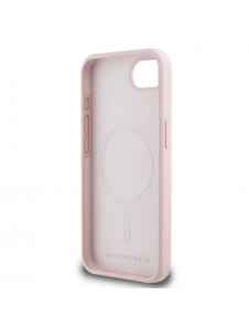 Karl Lagerfeld flytande silikon K&CH Heads MagSafe-fodral till iPhone 16e Rosa