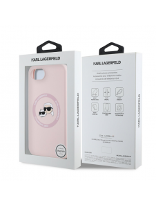Karl Lagerfeld flytande silikon K&CH Heads MagSafe-fodral till iPhone 16e Rosa