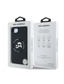 Karl Lagerfeld flytande silikon K&CH Heads MagSafe-fodral till iPhone 16e Svart