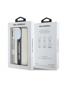 Karl Lagerfeld IML Stripe Logo Fodral till iPhone 16 Pro Max Svart
