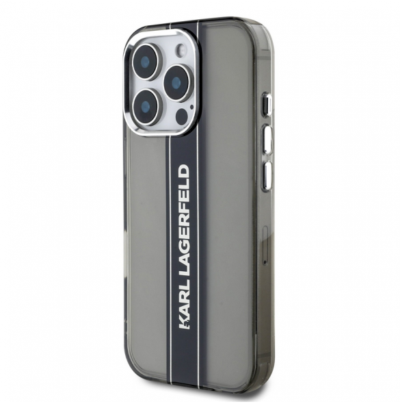 Karl Lagerfeld IML Stripe Logo Fodral till iPhone 16 Pro Svart