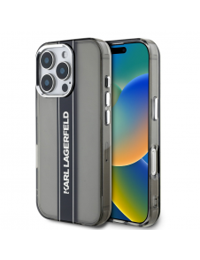 Karl Lagerfeld IML Stripe Logo Fodral till iPhone 16 Pro Svart
