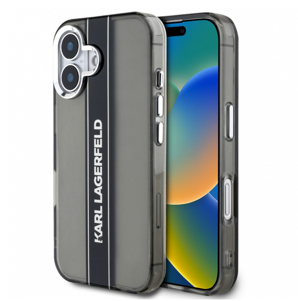 Karl Lagerfeld IML Stripe Logo Fodral till iPhone 16 Svart