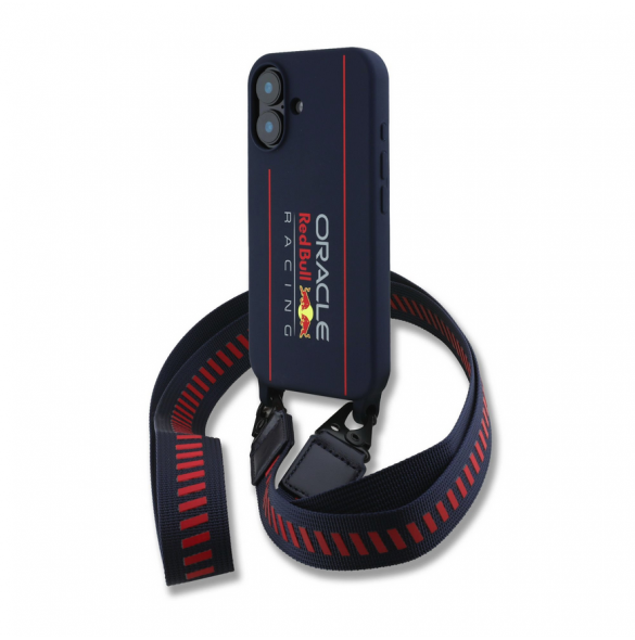 Red Bull Silikon Vertikal Logo MagSafe Fodral + Crossbody-rem för iPhone 16 Navy