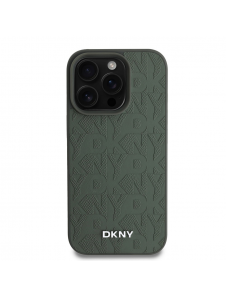 DKNY PU Läder Grid Pattern Magsafe Fodral för iPhone 16 Pro Max Grön