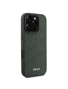 DKNY PU Läder Grid Pattern Magsafe Fodral för iPhone 16 Pro Max Grön