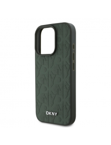 DKNY PU Läder Grid Pattern Magsafe Fodral för iPhone 16 Pro Grön