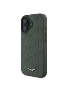 DKNY PU Läder Grid Pattern Magsafe Fodral till iPhone 16 Grön