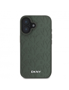 DKNY PU Läder Grid Pattern Magsafe Fodral till iPhone 16 Grön