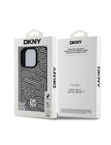 DKNY PU Läder Crosswalk Pattern Magsafe-fodral för iPhone 16 Pro Ivory