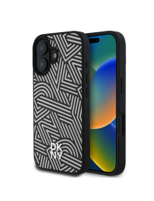 DKNY PU Läder Crosswalk Pattern Magsafe-fodral för iPhone 16 Ivory