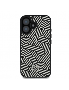 DKNY PU Läder Crosswalk Pattern Magsafe-fodral för iPhone 16 Ivory