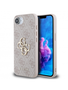 Guess PU 4G metalllogofodral för iPhone 16e Rosa