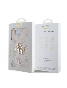 Guess PU 4G metalllogofodral för iPhone 16e Rosa
